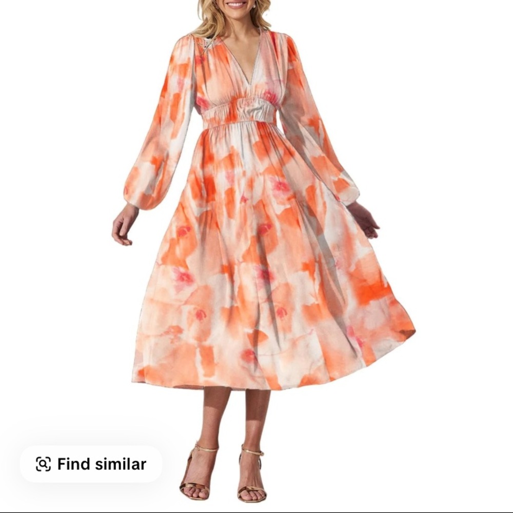 Elegant Orange and White Women's Dress